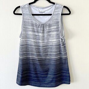 Columbia striped hiking workout tank white blue gray